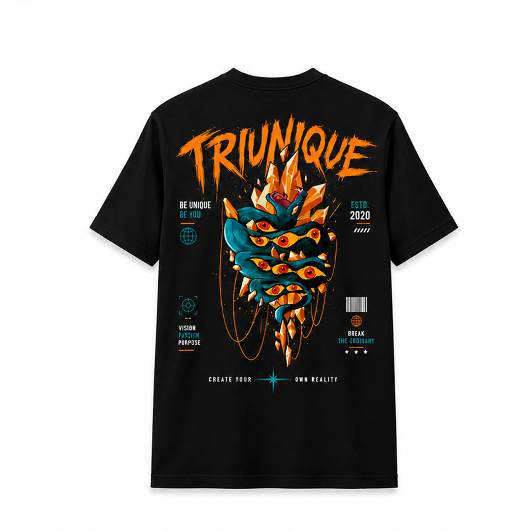 Triunique Dragon Eye Graphic T-Shirt – Premium Black Unisex Streetwear Tee