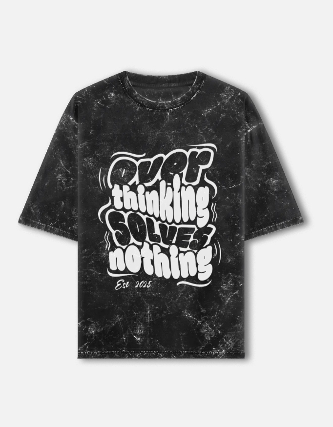 Over Thinking Unisex Acid Washed Oversized T-Shirt